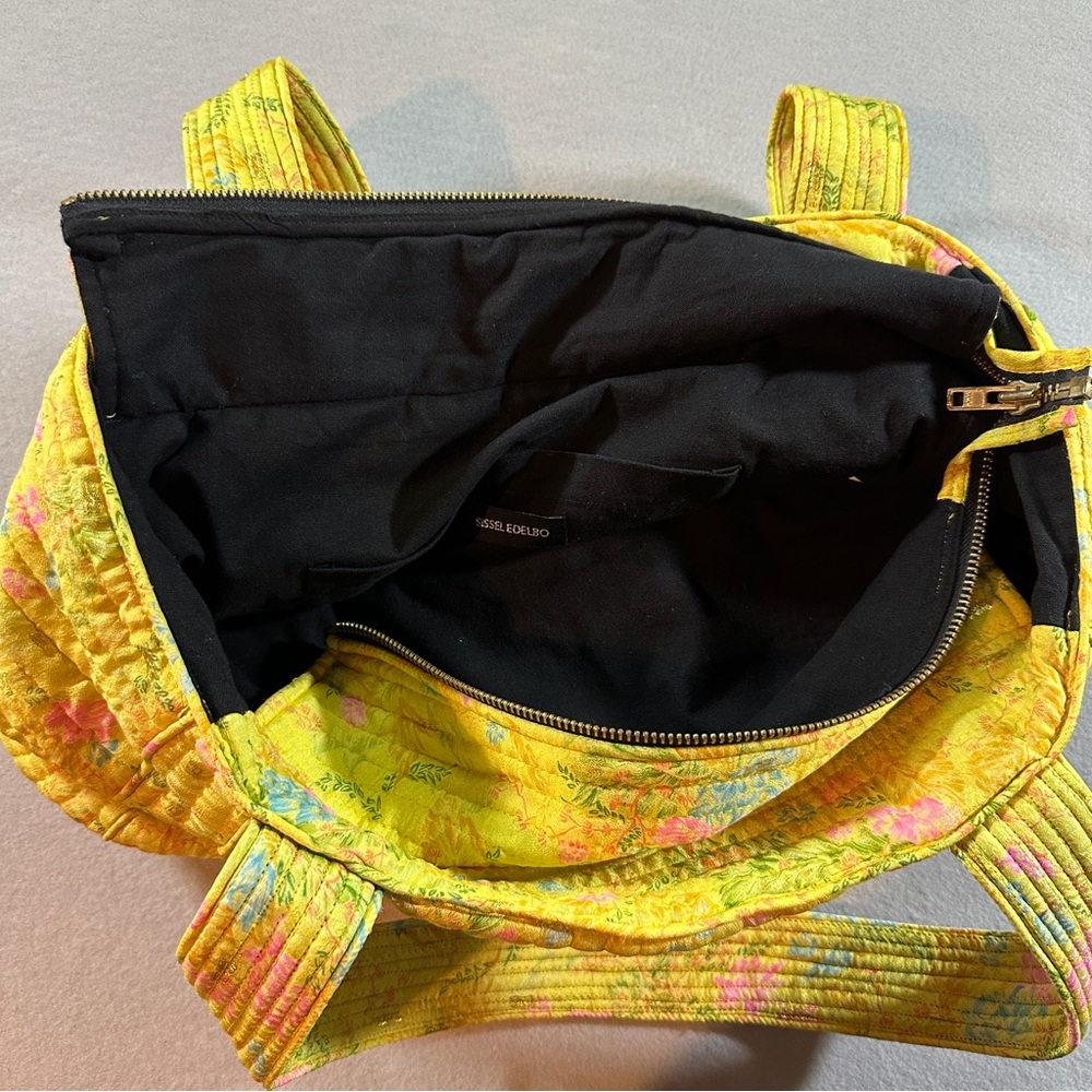 Anthropologie Sissel Edelbo Yellow Quilted Floral Tote - Picture 11 of 16